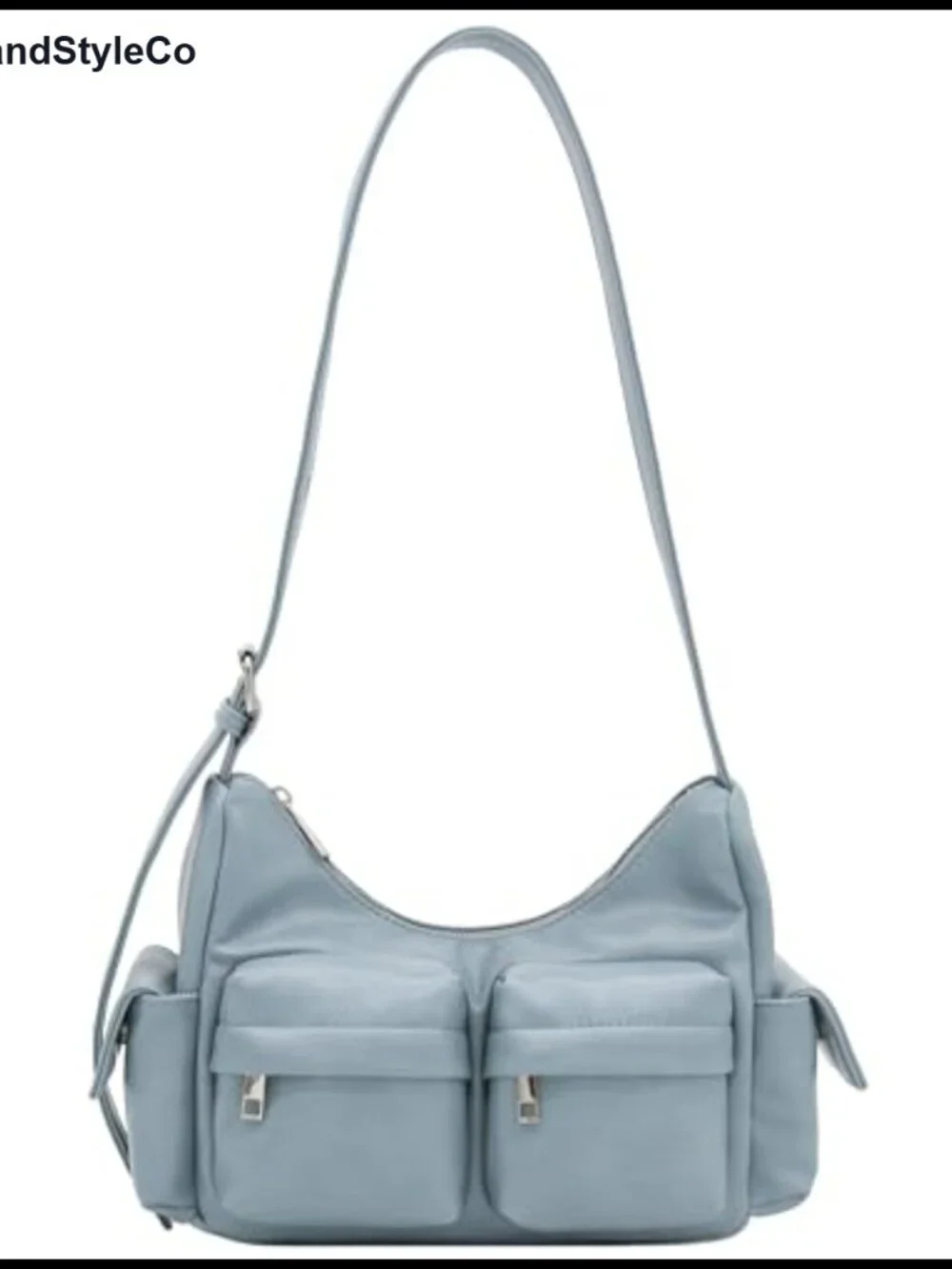 Glossy PU Leather Multi Pocket Shoulder Bag Hobo Faux Leather